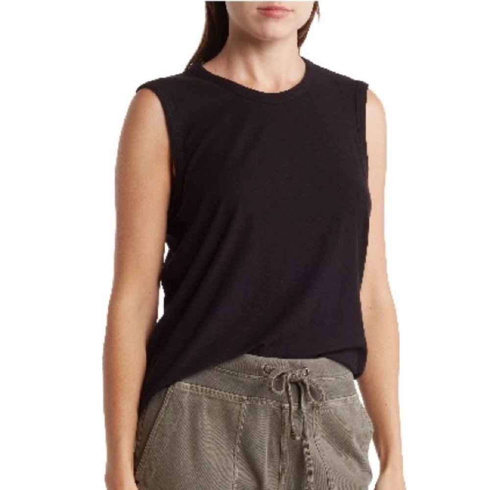 James Perse Slub Cotton Muscle Tank Black Size 2 (M), NWT $100